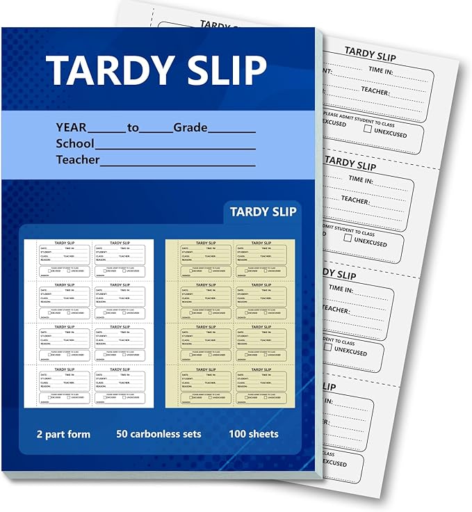 400 Pcs Tardy Slip Book with Carbonless Duplicates Easy Removal Fold and Tear by DLUGOPIS