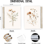 JWVK Retro Neutral Flower Spiral Notebook, Boho Floral Botanical Notebooks - Image 2