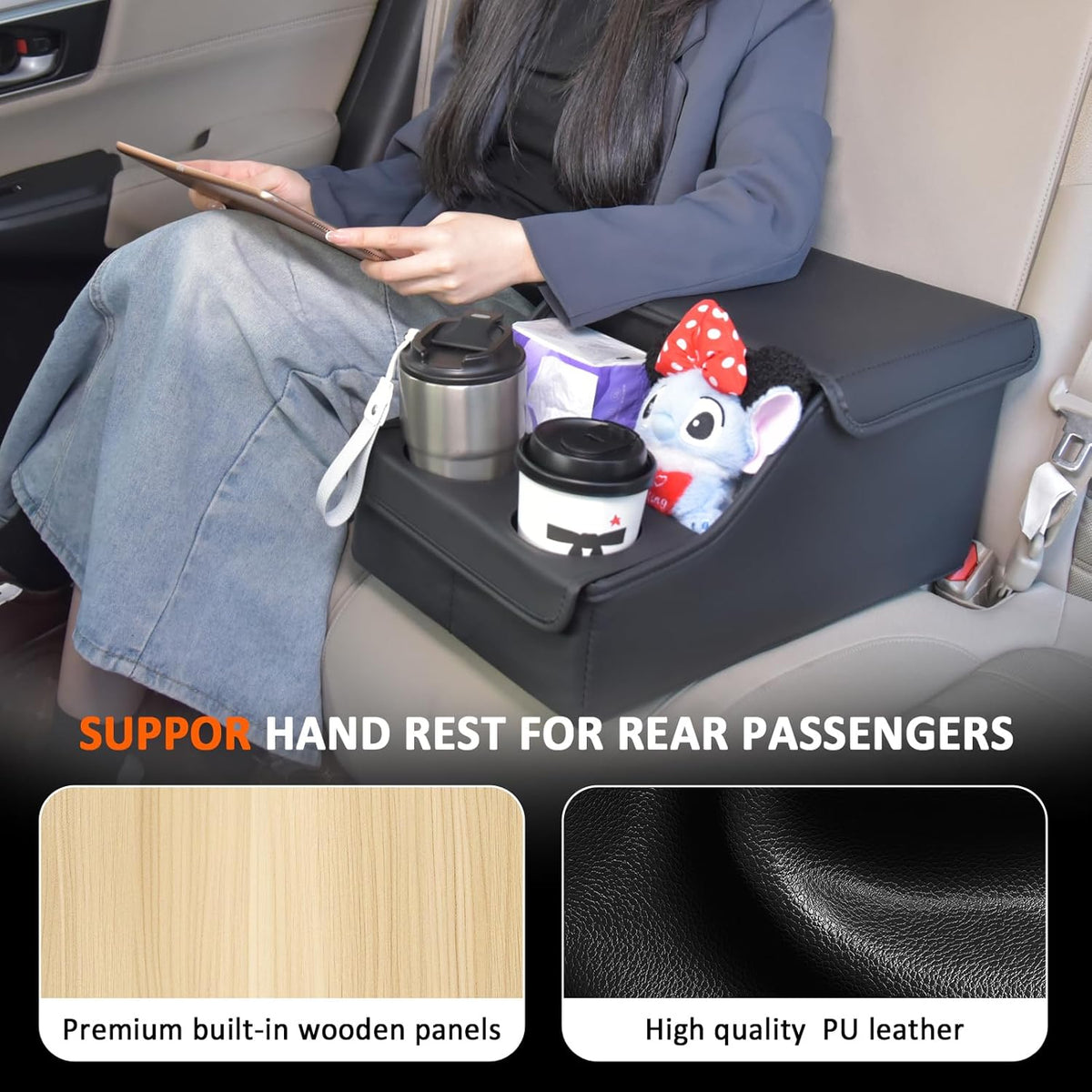 Backseat Car Organizer, Middle Seat Organizer Center Console Cup Holder