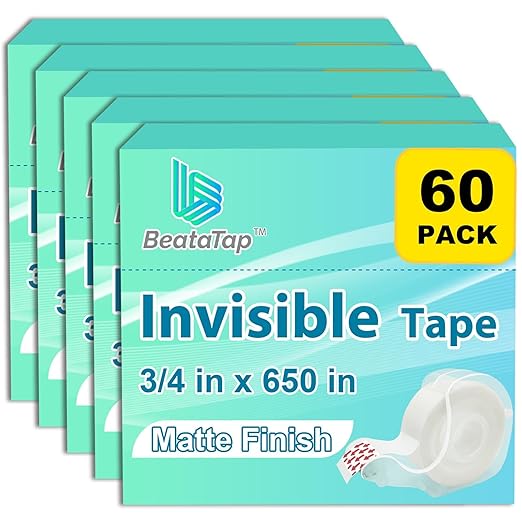 Bulk Tape clear, Invisible Tape, Matte Finish, 3/4 in x 650 in, 60 Rolls by Unknown