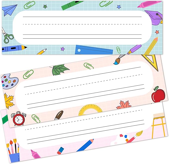 Name Tags for Classroom Cubbies, 30 Colorful Name Plates for Desks, Back to by Cazhes