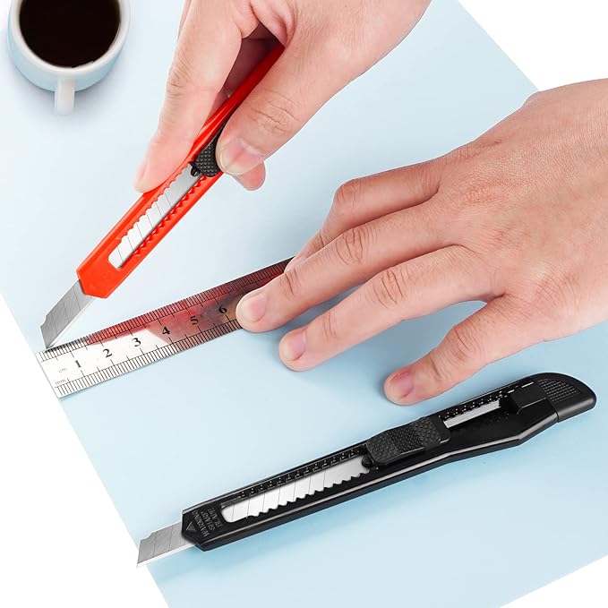 24 Pack Box Cutters, 9mm Razor Knife, Push-Sliding Button, Box Cutter - Image 2