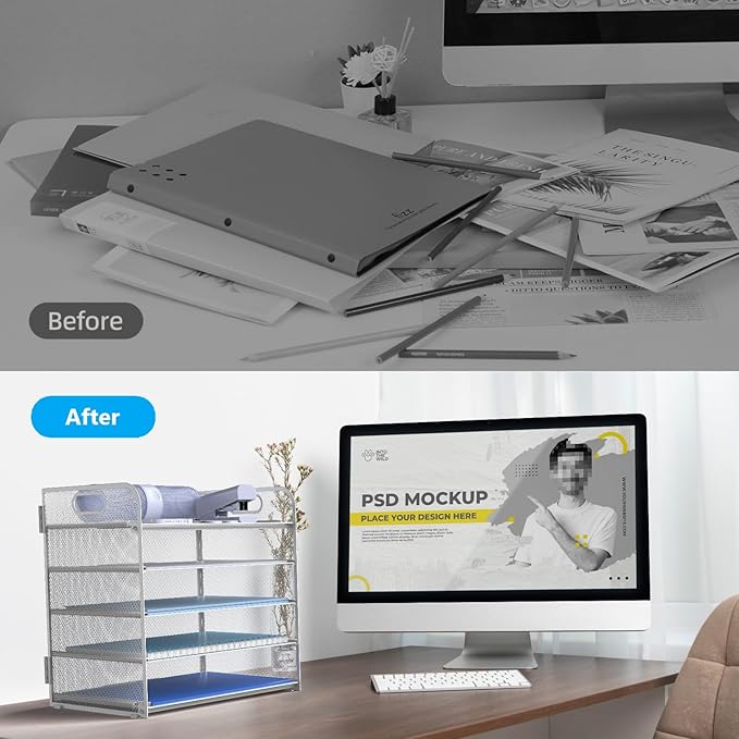 Letter Tray Paper Organizer 5-Tier Desk Organizer File Organizer Paper Holder - Image 3