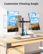 mountup dual monitor stand - freestanding & height showing dimensions