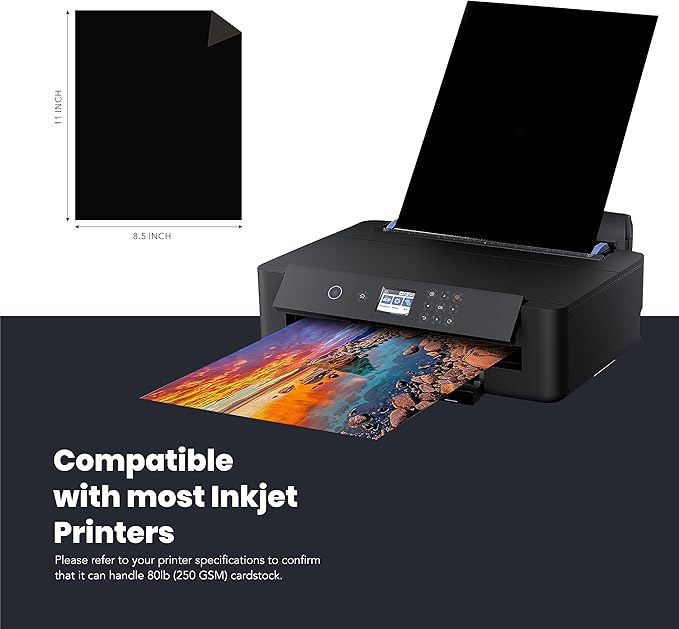 Black Cardstock Thick Paper 50 Sheets, 8.5" x 11" Heavyweight 92lb Cover Card - Image 3