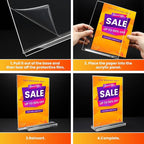 Acrylic Sign Holder 8.5x11, 10 Pack Clear Table Plastic Vertical Clear Double - Image 5