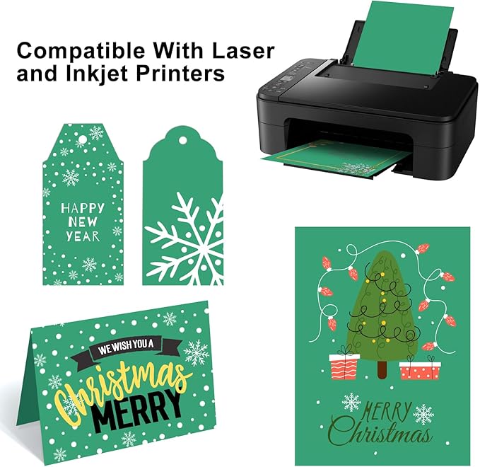OcePor 100 Sheets Christmas Green Cardstock Paper, Colored Printer Paper 8.5 x - Image 5
