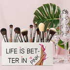 URLLUAE Cute Girly Pink Makeup Brush Toothbrush Holder Organizer - Image 2