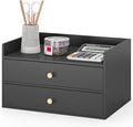 Bamboo Desk Organizer with Drawers Wooden Desktop Storage Drawers by Unknown