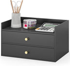 Bamboo Desk Organizer with Drawers Wooden Desktop Storage Drawers by Unknown