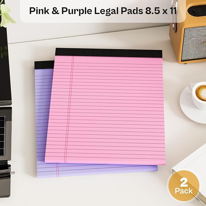2 Pack Legal Pads 8.5 x 11 Pink Note Pads 8.5 x 11 Purple Notepad 8.5 x 11 - Image 5