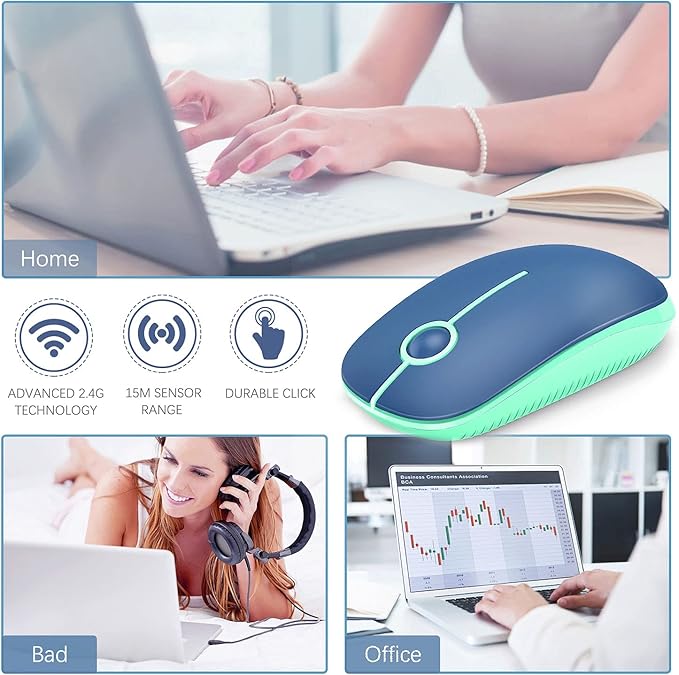 VssoPlor Wireless Mouse, 2.4G Slim Portable Computer Laptop Mouse - Image 6