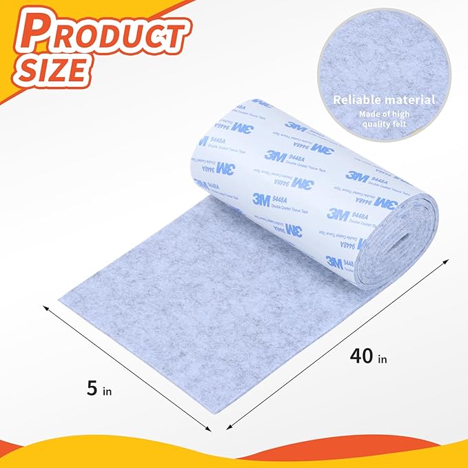 Felt Furniture Pads, Non Slip Self Adhesive Cuttable Felt Tape Gray Heavy Duty - Image 2