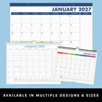 PAPERAGE 2027 Calendar, 12 Months (January 2027 - December 2027), Small (9 in x 11 in), Minimalist Wall and Desk Calendar with Monthly Views, Yearly Plans & Notes Section – Rainbow