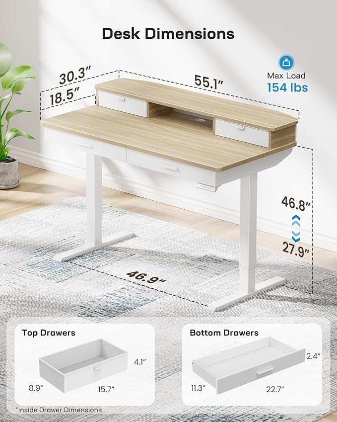 HUANUO 55 x 30 inch Electric Standing Desk - Image 3