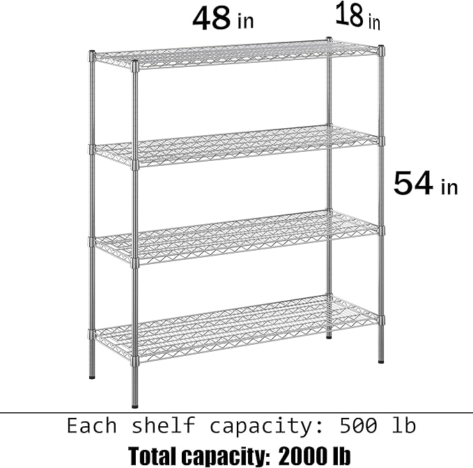 Regal Altair 18" Deep x 48" Wide x 54" Height Wire Shelving Kit | 4-Tier | NSF - Image 3