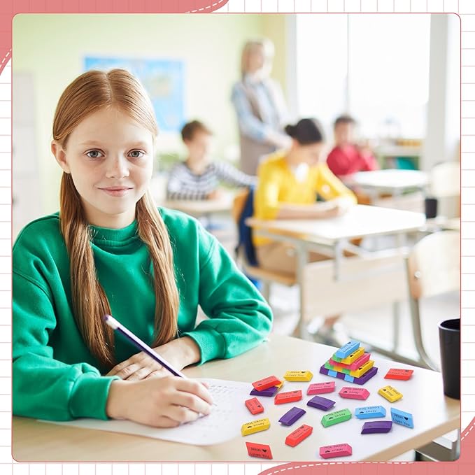 Yaomiao 180 Pcs Bulk Erasers for Kids Pencil Beveled Erasers Colorful Christian - Image 6