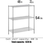 Regal Altair 21" Deep x 48" Wide x 54" Height Wire Shelving Kit | 3-Tier | NSF - Image 3