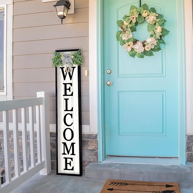 LuZhiQiang Front Porch for Welcome Standing Sign 45"X9" Vertical Tall Long - Image 4