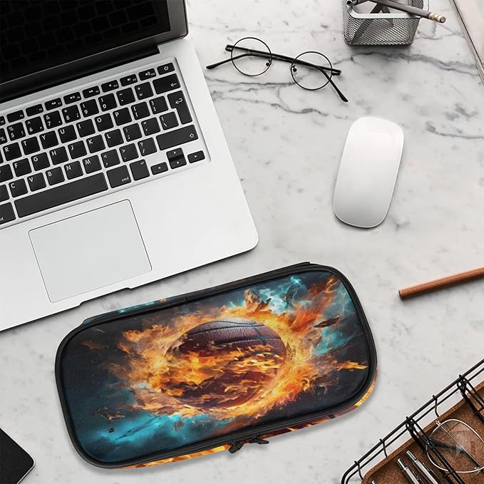 Pardick Pencil Case，Basketball Fire Big Capacity Pencil Pouch Coin Pouch - Image 9