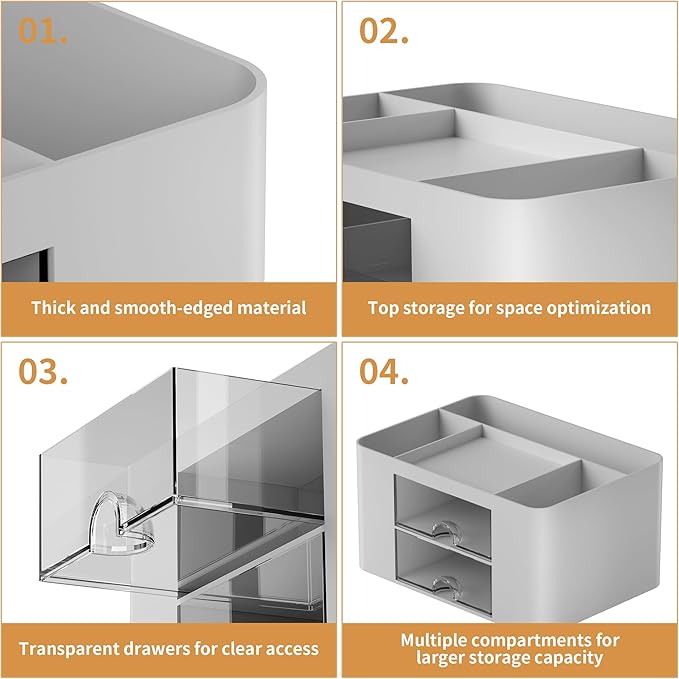Marbrasse Pen Organizer with 2 Drawer, Desk Organizers and Accessories with 5 - Image 6
