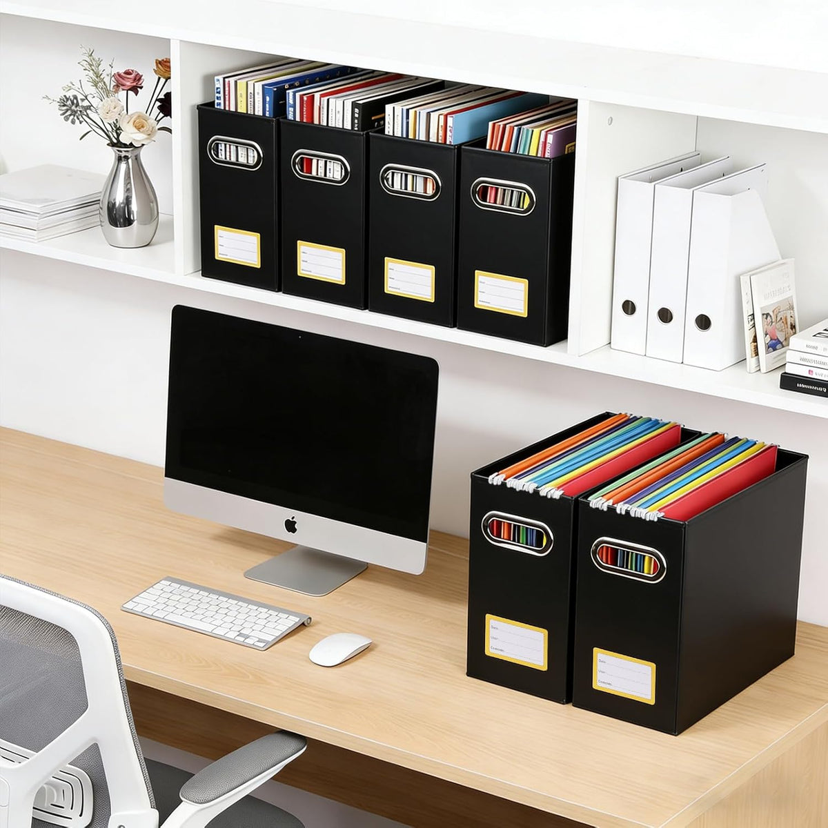 Collapsible File Organizer Box with Handle,12.20x5.11x9.84Inches, Filing Orga...