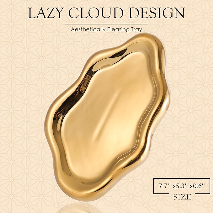 CCINPPY Ceramic Jewelry Tray Trinket Dish, Decorative Cloud Vanity Key Tray - Image 2
