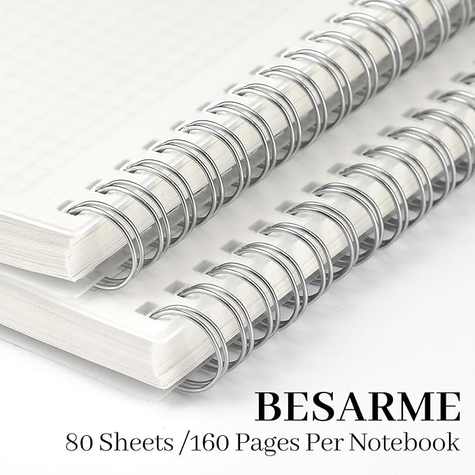BESARME 80 Sheets Graph Paper Spiral Notebook 8.5" × 11" - Image 3