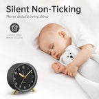 Analog Alarm Clock, 4 inch Super Silent Non Ticking Small Clock - Image 2