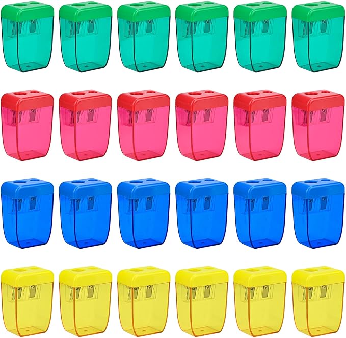 AUSTARK 24Pcs Pencil Sharpener Manual, Small Dual Hole Pencil Sharpeners Bulk by AUSTARK