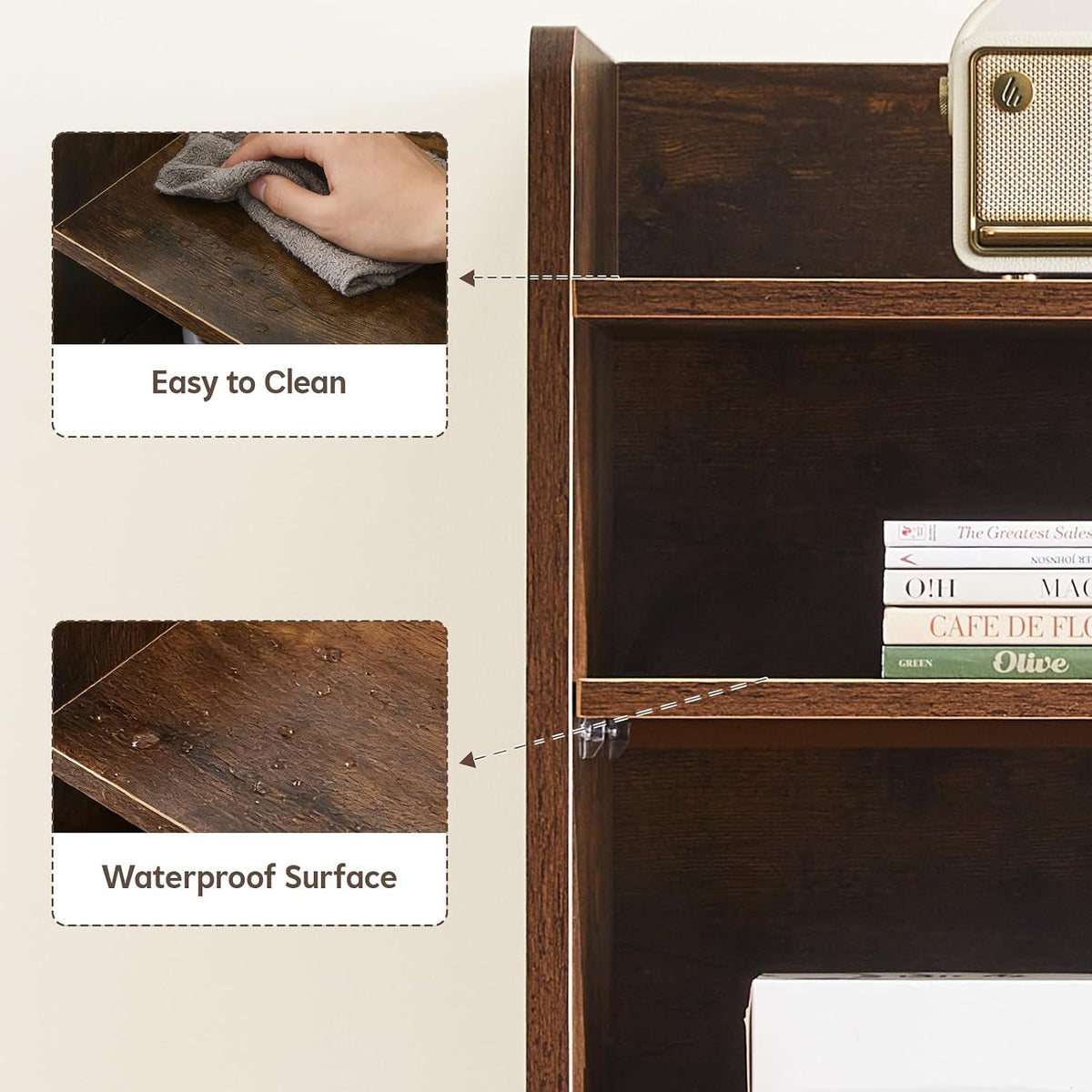 OFCASA Desktop Bookshelf, Countertop Storage Hutch with 7 Shelves for Compute...