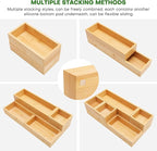 Bamboo Drawer Organizer Set, Junk Drawer Divider and Storage Trays Containers - Image 3