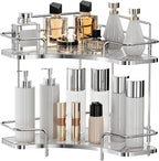 Seoneiro 2 Tier Corner Bathroom Counter Organizer, Cosmetic Skincare Organizer by Seoneiro