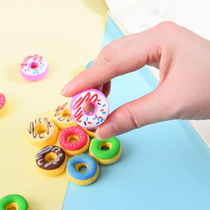 Donut Erasers for Kids, 24 Pieces 3D Cute Food Puzzle Mini Eraser, Cool Fun - Image 4