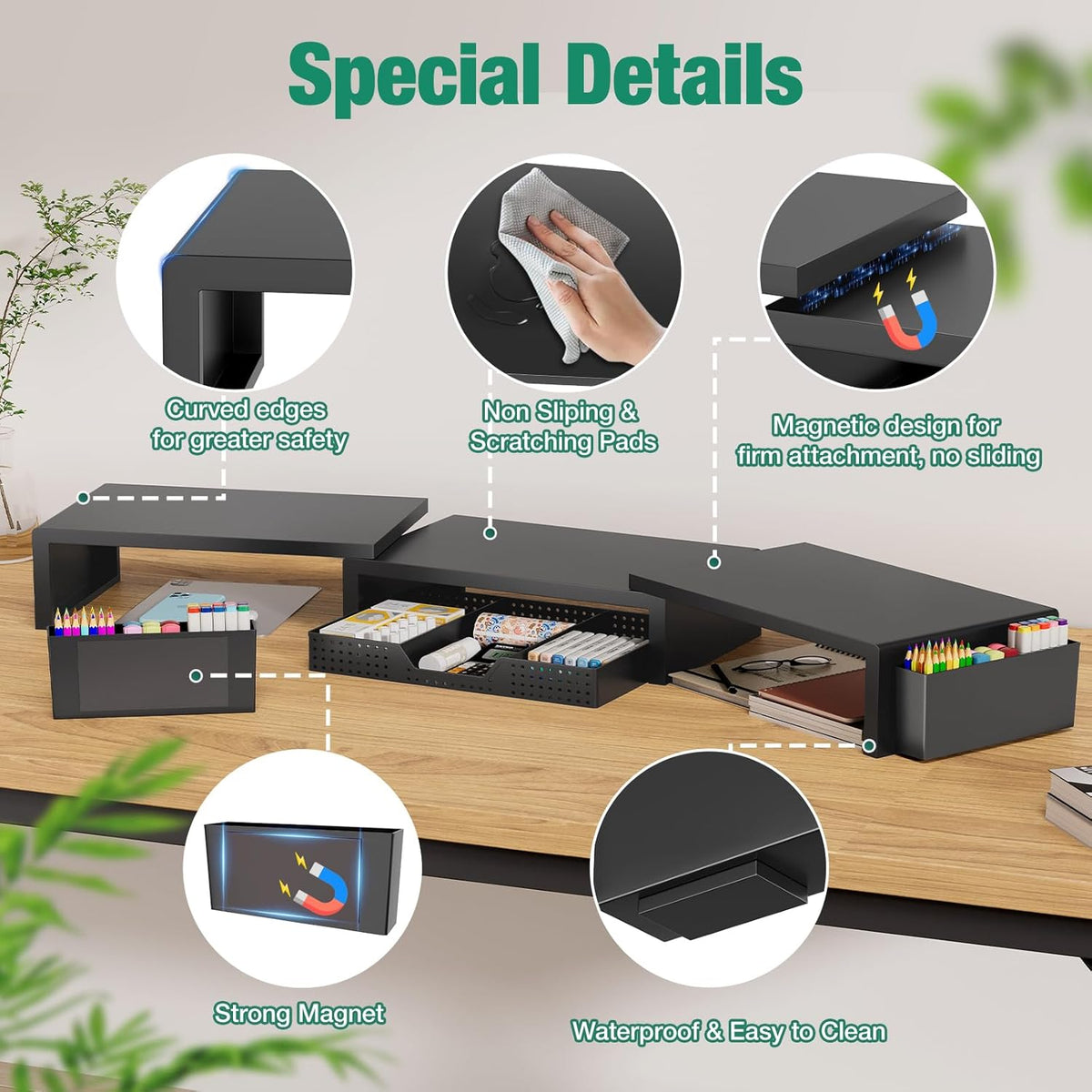 OPNICE Desk Organizer and Accessories, Computer Monitor Stand Riser with Draw...