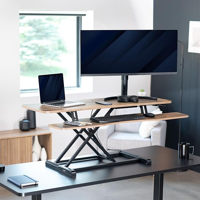 VIVO 42 inch Desk Converter, K Series, Height Adjustable Sit to Stand Riser - Image 2