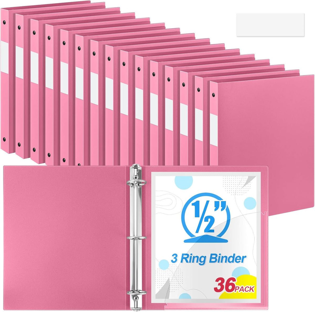 Henoyso 36 Pcs 3 Ring Binder 0.5 Inch Round Fits Letter Size 8.5'' x 11'' Paper
