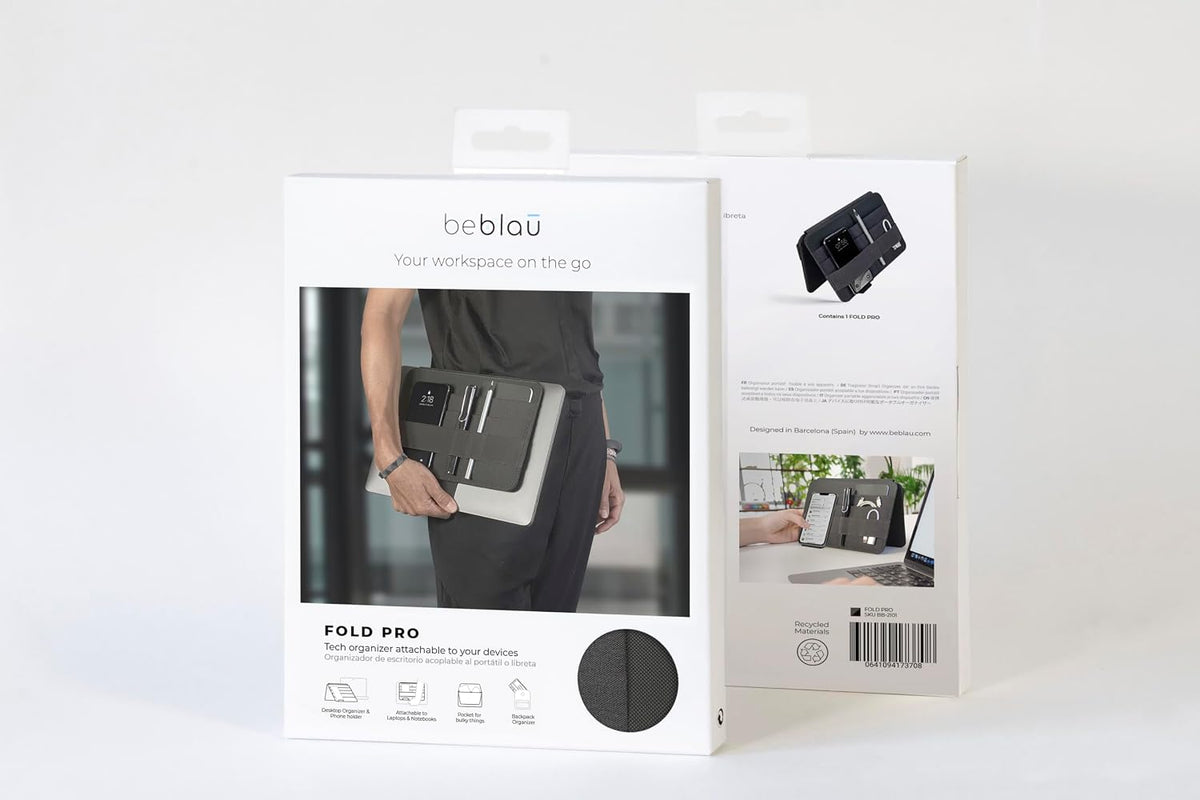 Beblau FOLD PRO Portable Tech Organizer – Attachable Device Pouch & Desk ...