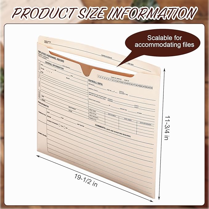 Glenmal 100 Pack Personnel Record Jacket Flat Expansion Employee Record File - Image 2