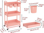 JIUYOTREE 3-Tier Plastic Rolling Storage Cart Utility Cart - Image 2