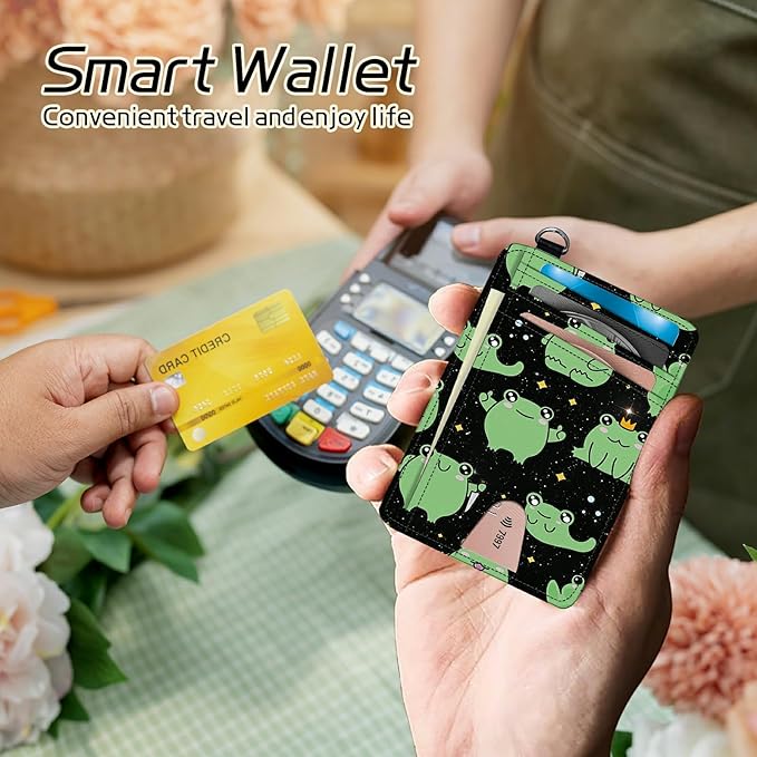 BWEGRHE Small Travel Wallets, Princess Frog Slim Minimalist Front Pocket Wallet - Image 4