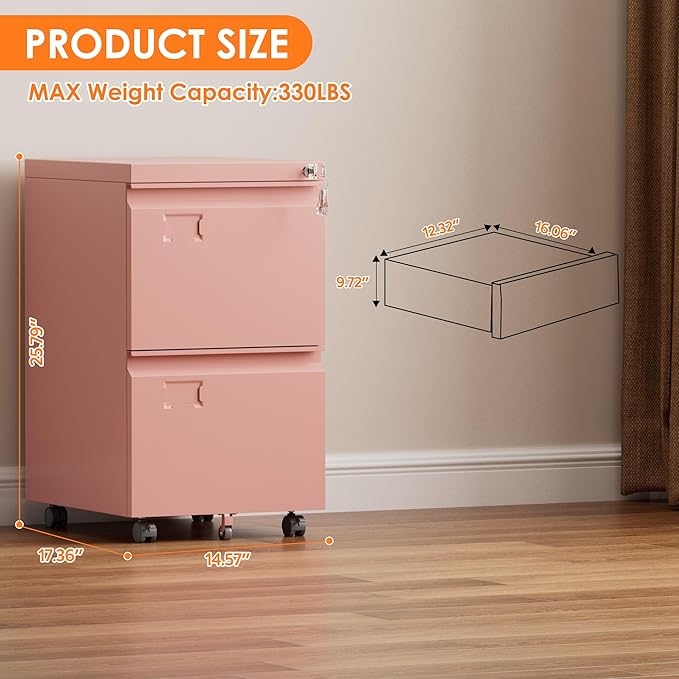 SUXXAN 2 Drawer Mobile File Cabinet - Image 3