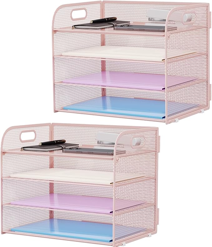 Marbrasse 2 Pack 4 Tier Paper Organizer Letter Tray by Marbrasse