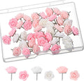 XLIUAX 40Pcs Flower Push Pins, Rose Thumb Tacks Cute Pink Thumbtacks by Unknown