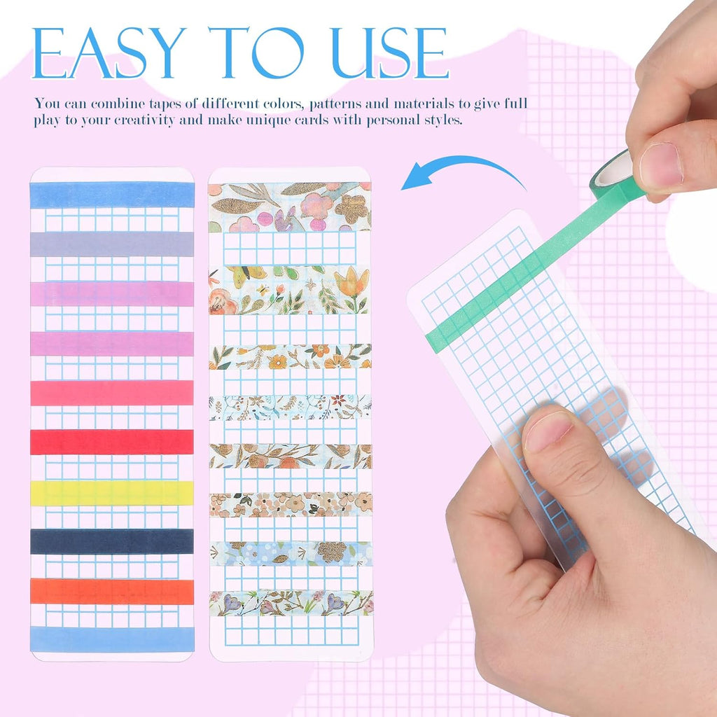 STOBOK 40Pcs PVC Washi Cards Tape Organizer Thick Rounded Corner Plastic Organizer for Scrapbooking DIY Crafts and Journaling Decorative Washi Cards
