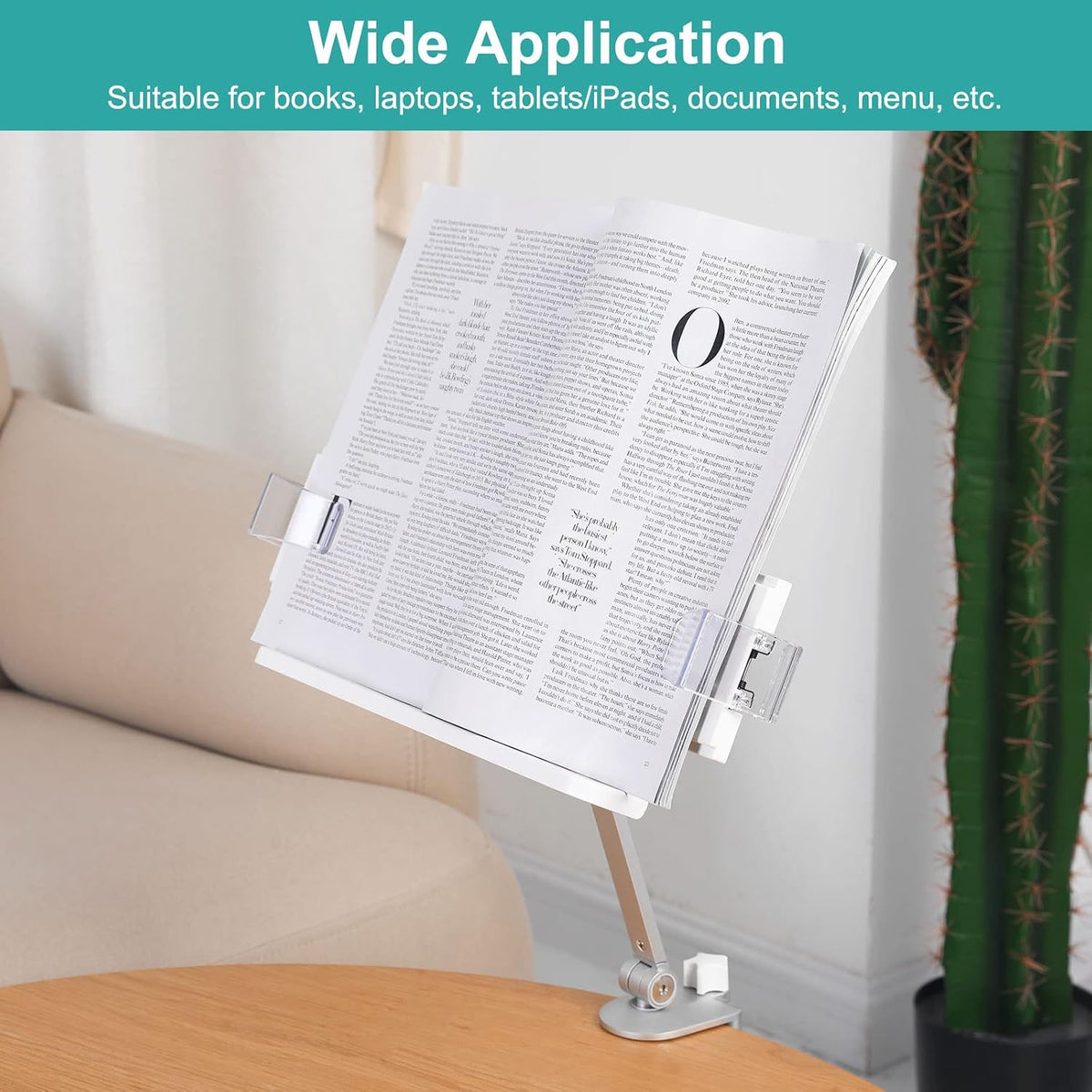 PATIKIL Book Stand for Reading, Metal Reading Rest Book Holder with Page Clip...