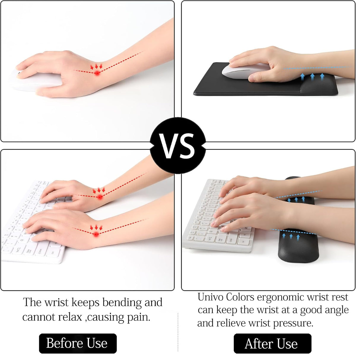 UnivoColors Design-Wave Set of Keyboad Wrist Rest & Mouce Pad,Artificial ...