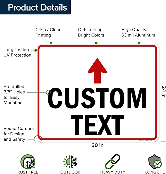 Custom Arrow, Custom Directional Sign, Up Arrow, 24x30 Inches, Rust Free .063 - Image 6