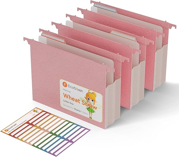 Extra Capacity Hanging File Folders, 3.15" Reinforced Wheat Straw Expanding by EcoStash