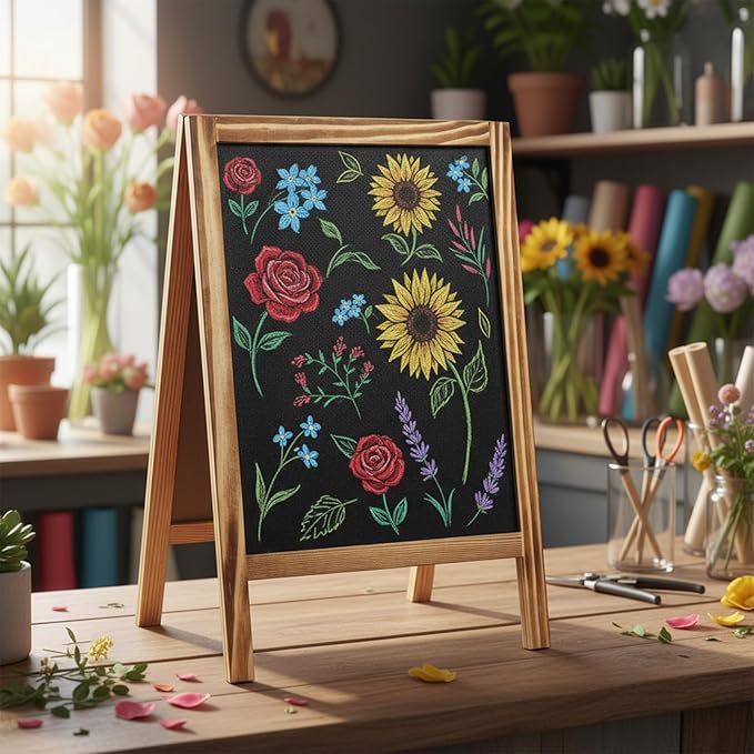 Henoyso 2 Pcs 16" x 10" Small Chalkboard Easel Tabletop Chalkboard Signs Menu - Image 5